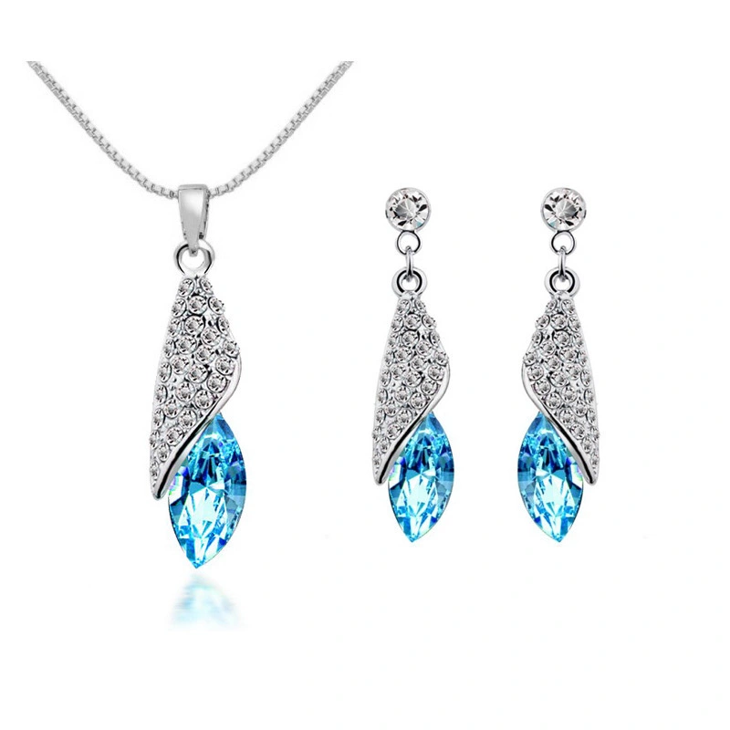 Hainon Jewelry Sets Pendant Necklace Purple yellow crystal Earrings Set Gifts for Women Girls Gift card 1