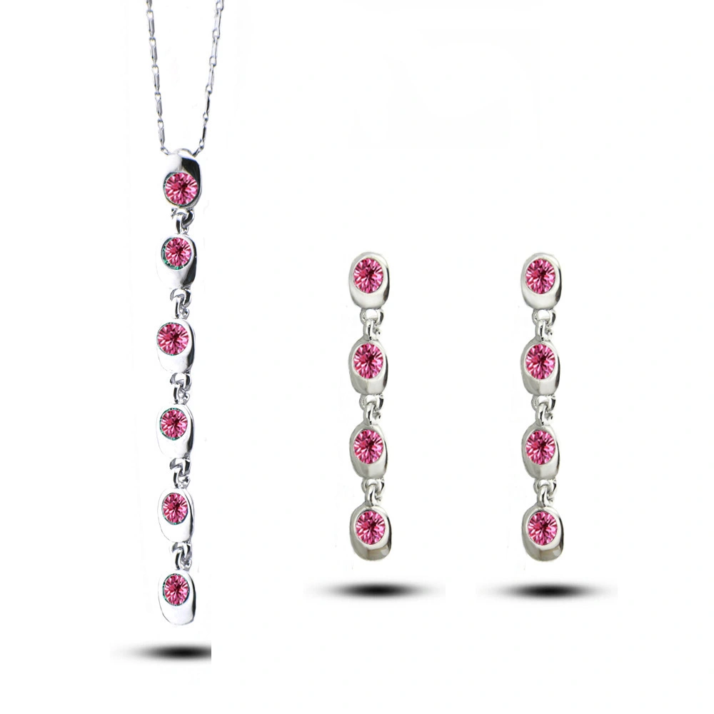 Hainon new fashion Jewelry Sets Pendant Necklace Colorful crystal Earrings Set  For Best Friend Gift card 1
