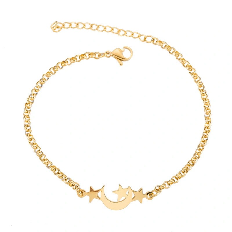 Hainon Fashion Simple Silver Plated Gold Plated Bracelet Jewelry Butterfly Heart Moon Star Pendant Bracelet Rose Gold Plated 1