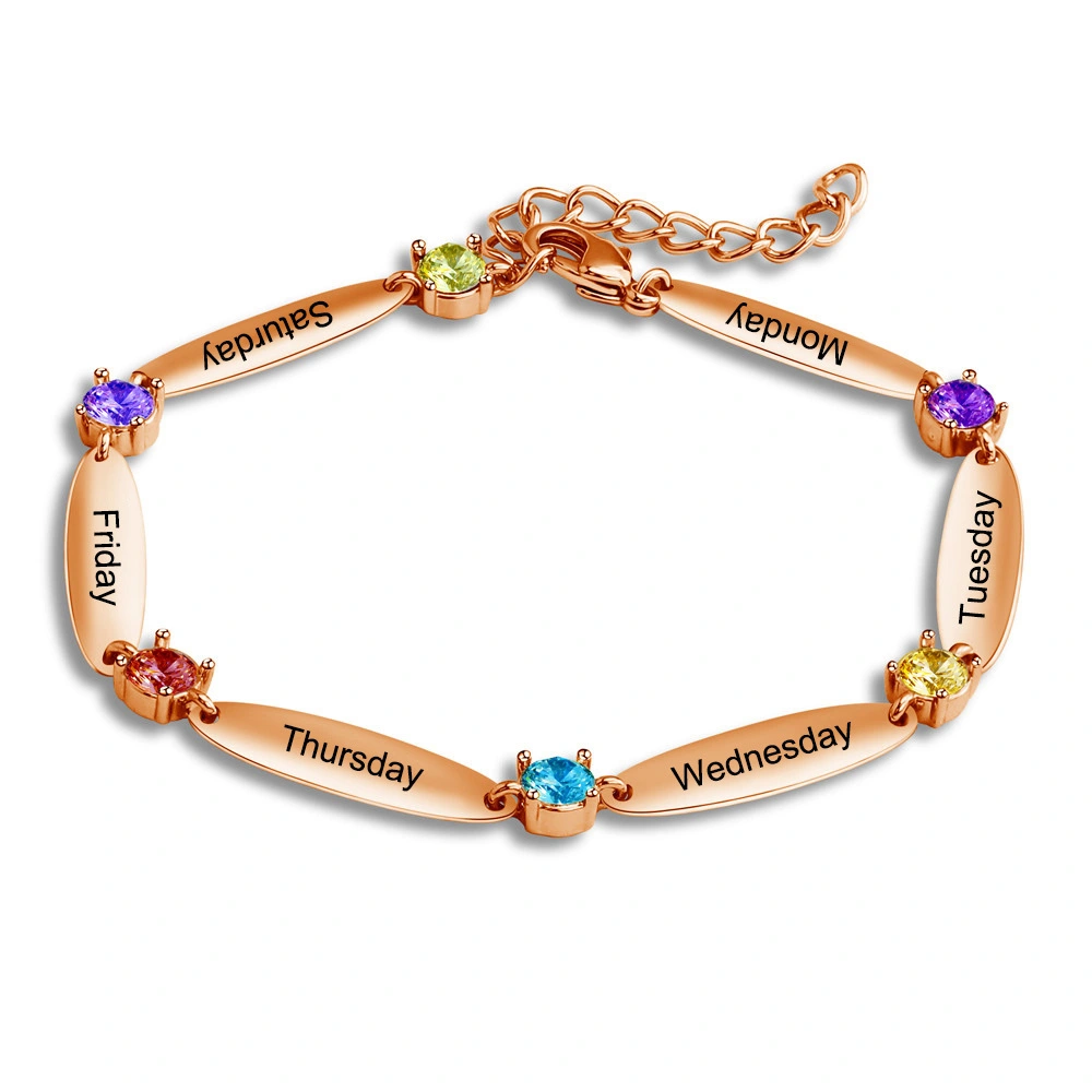 Hainon Laser engraving kids bracelets Personalized workdays Monday to Saturday friendship bracelet Free flannel bag card 1