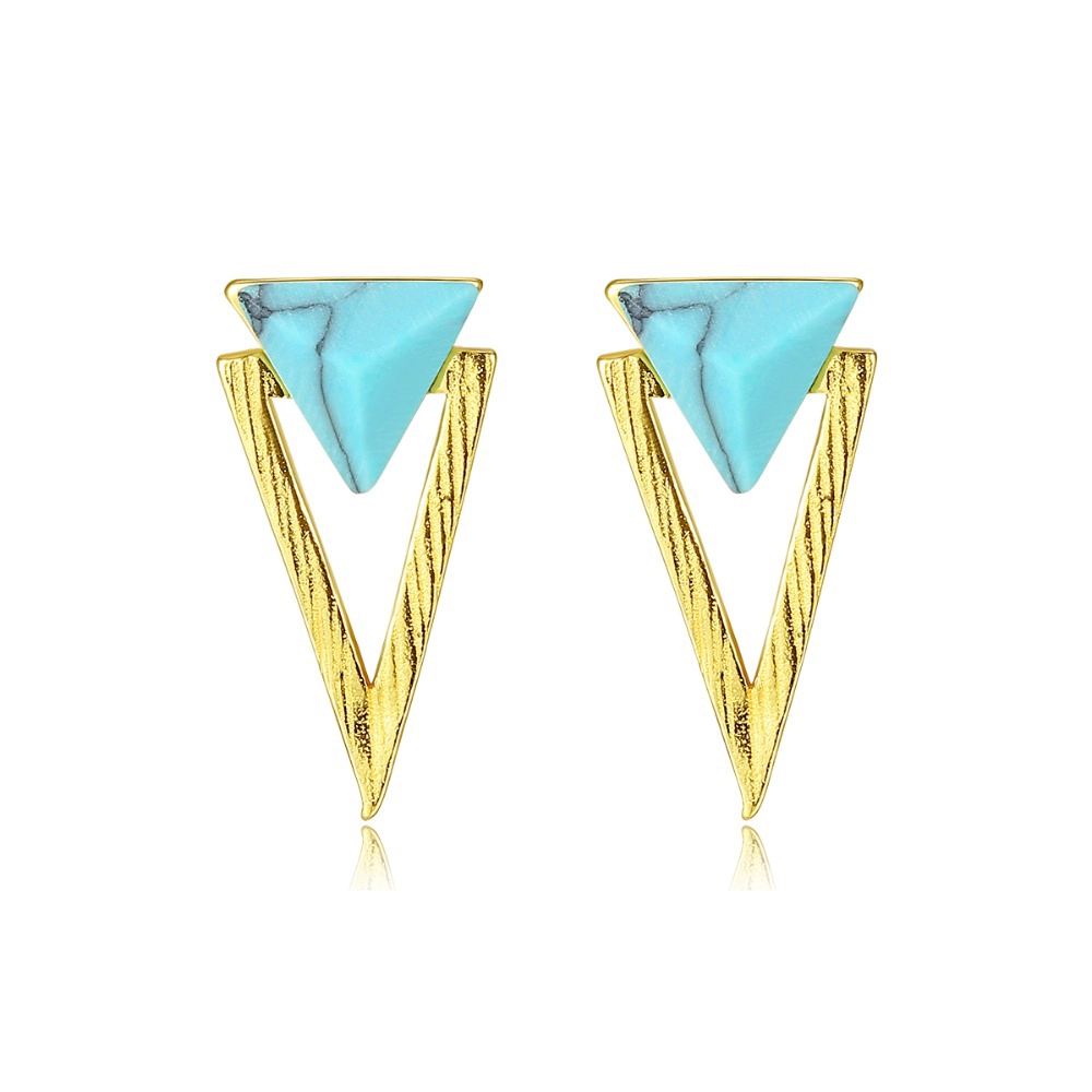 Hainon hot sale Wholesale triangle stud Earrings fashion jewelry Gifts for Wife Girls Gift card flannel bag set 1
