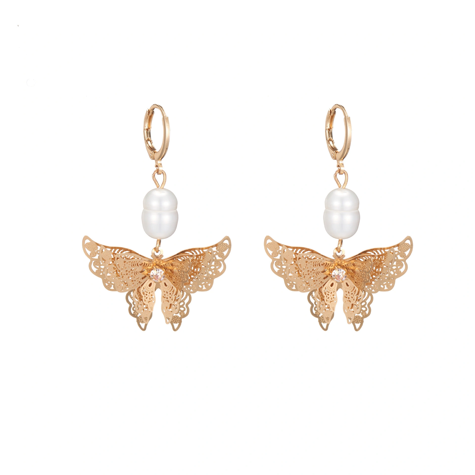 Hainon New Fashion White Pearl Drop Earrings Women Large Size butterfly Earrings pearl earring for women 1
