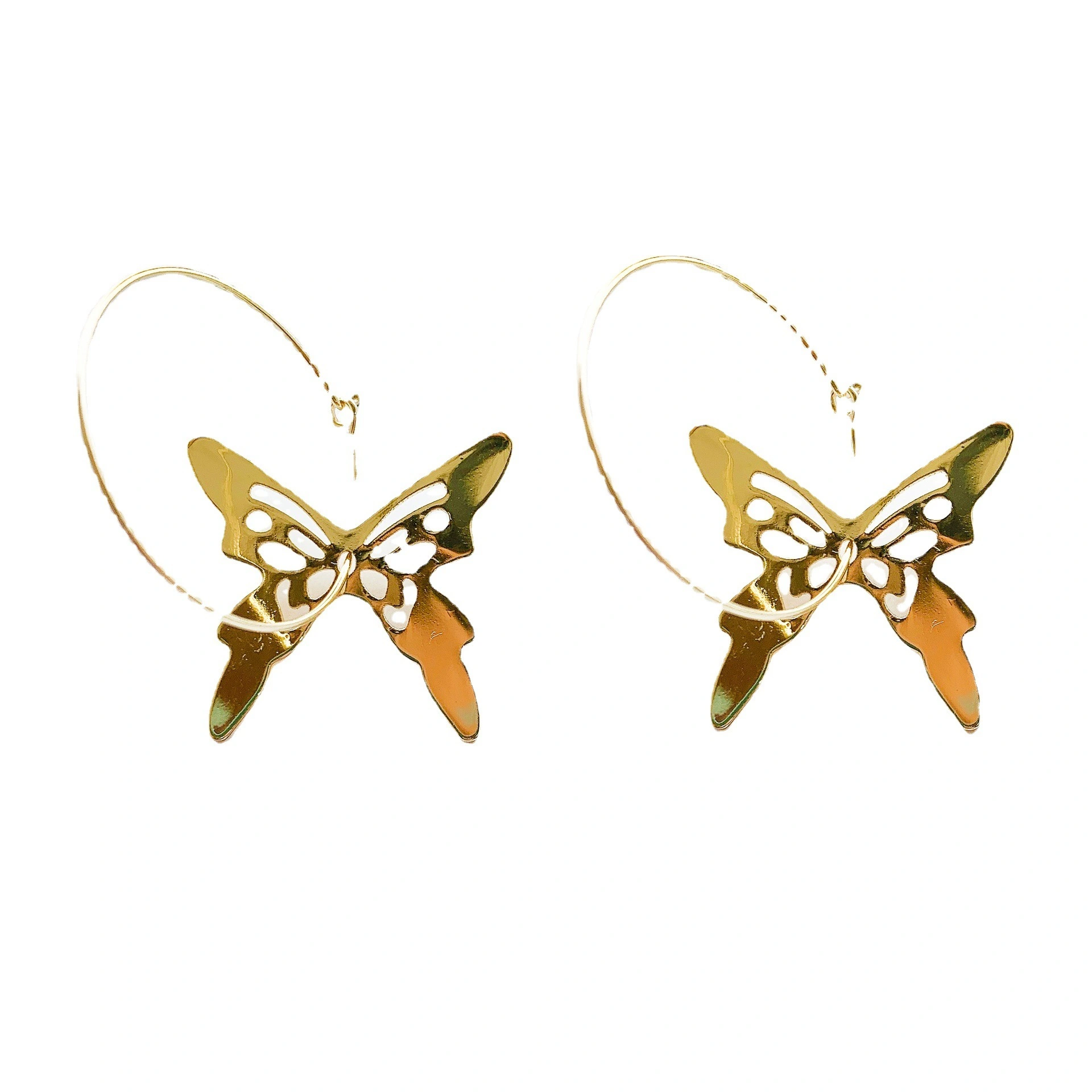 Hainon New Fashion White Pearl Round Circle Hoop Earrings Women Large Size butterfly Earrings pearl earring for women 1