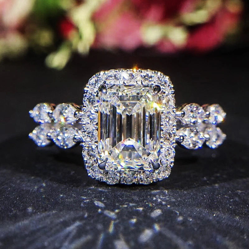 wholesale fashion plating silver white zircon women jewelry engagement rings 1