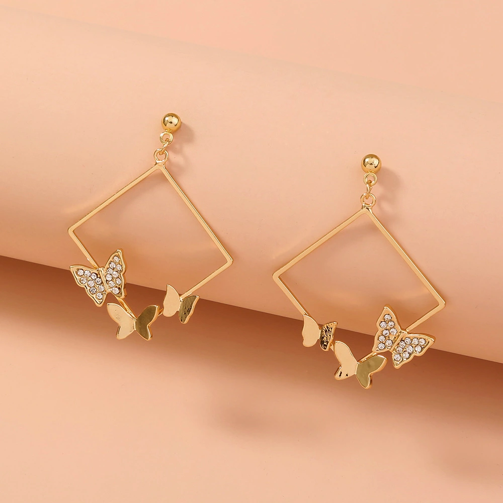Hainon New Fashion White Pearl Round square drop Earrings Women Large Size butterfly Earrings pearl earring for women 1