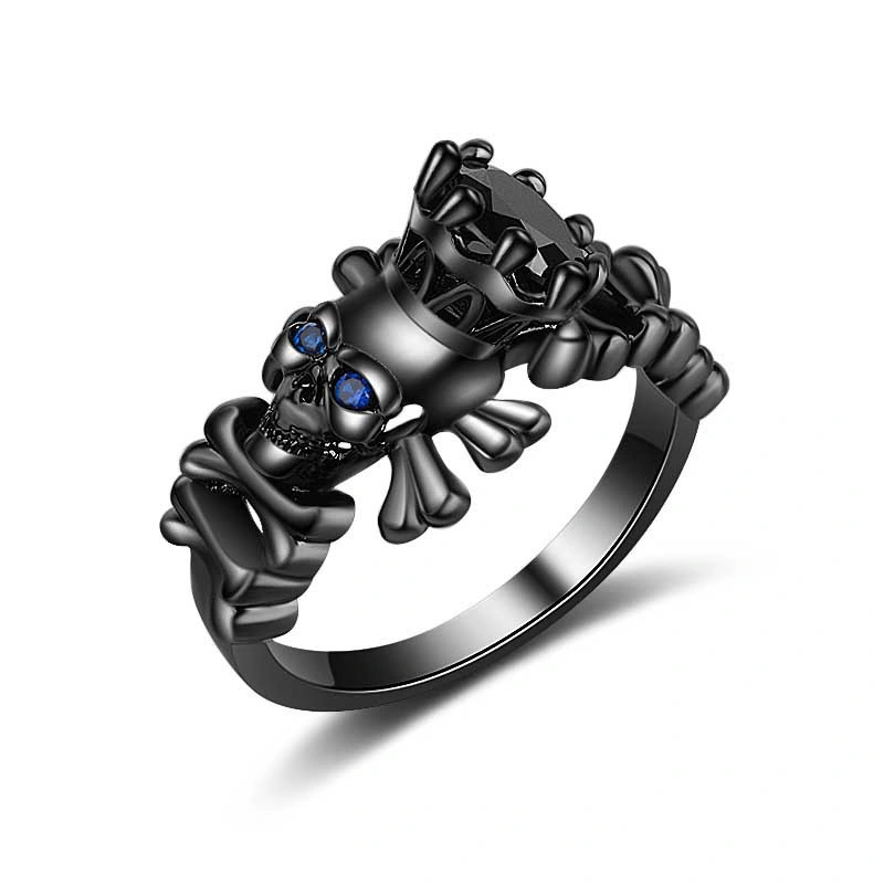 Rings men wholesale fashion jewelry factory black AAA zircon skull Rings for women Hainon 1