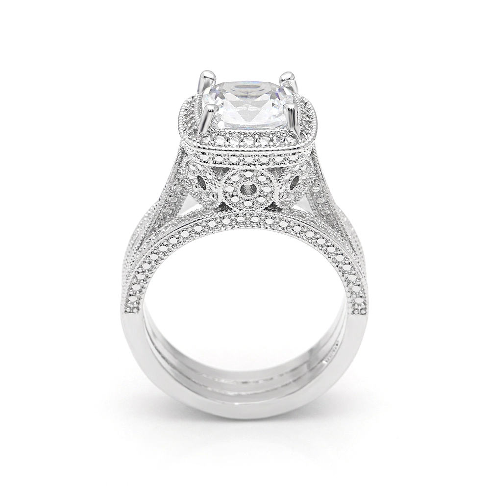 Hainon Factory luxurious engagement rings fine jewelry classical white zircon elegant wedding ring for women 1