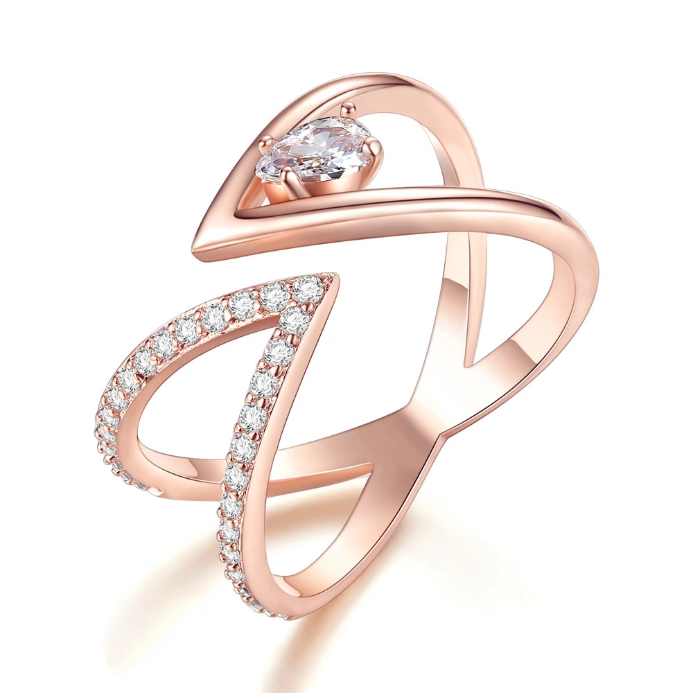 Fashion jewelry Creative Cross Micro-Inlay Zircon Ring Personality Adjustable women wedding rings 1