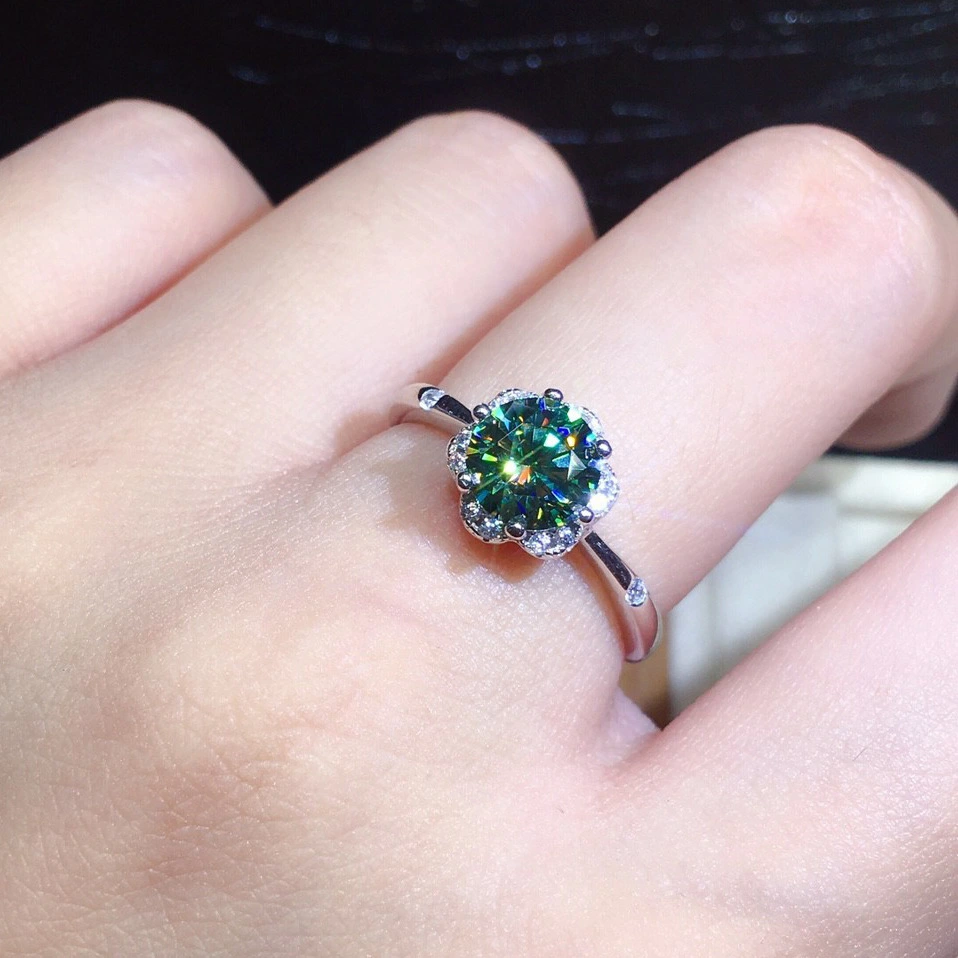 Hainon 2021Top Quality women Ring Blue-Green zircon plating Silver women Adjustable size jewelry rings 1