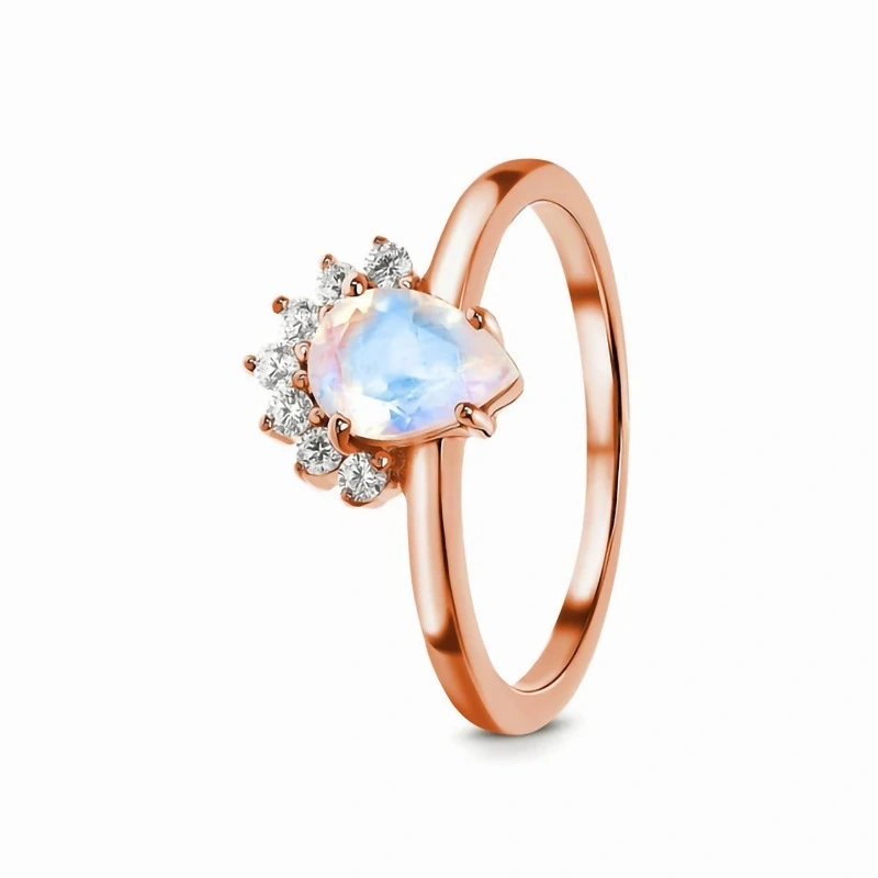 Hainon 925 Sterling Silver Jewelry Ring Rose Gold Ring Moonstone Zircon Ring Women Wholesale Supplier 1