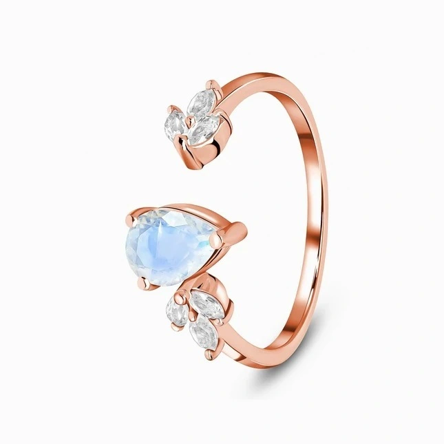 Hainon Waterdrop Rose Gold Ring For Women S925 Silver Rings For Women Women's Open Adjustable Ring Wholesale Supplier 1