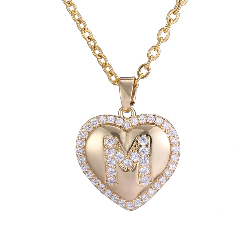 Hainon gold plated necklace Initial heart Pendant Necklaces for Women Letter Necklaces 26 Capital A-Z 1
