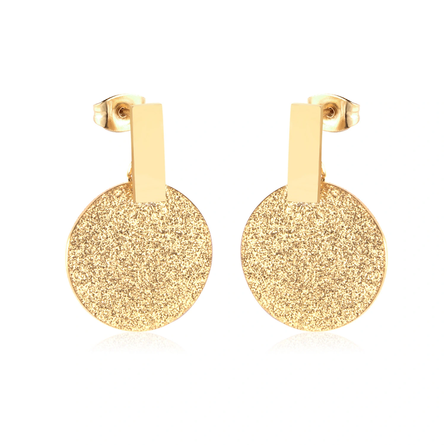 Hainon high quality women jewelry round earrings New Simple stainless steel 18k gold plated stud earrings 1