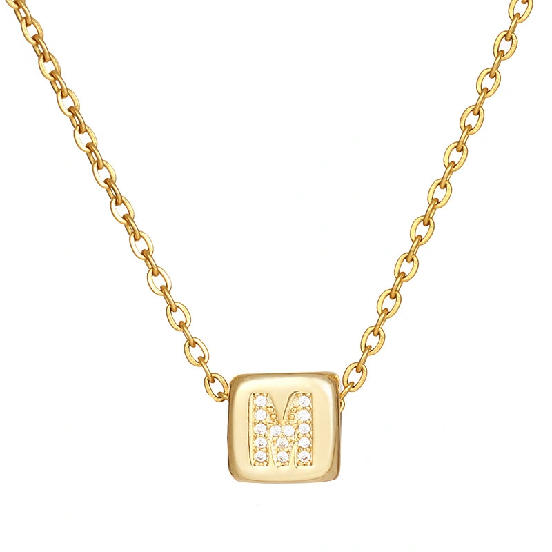 Hainon wholesale new fashion Initial Cubic Zirconia letter Necklace 18K gold Jewelry Gifts for Girlfriend Women Girls 1