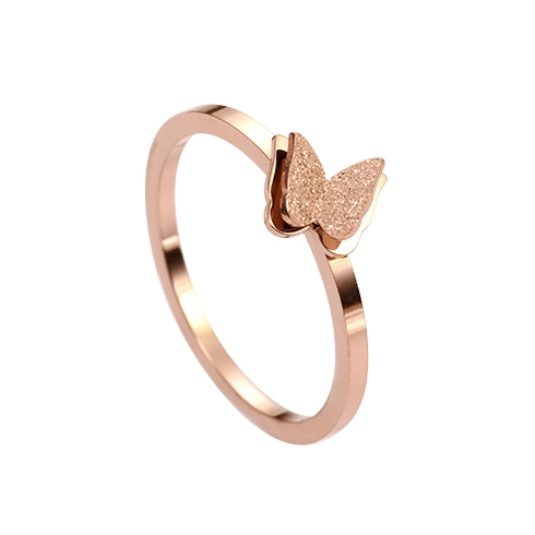 stainless steel ring fashion rose gold elegant butterfly wedding rings Hainon wholesale 1