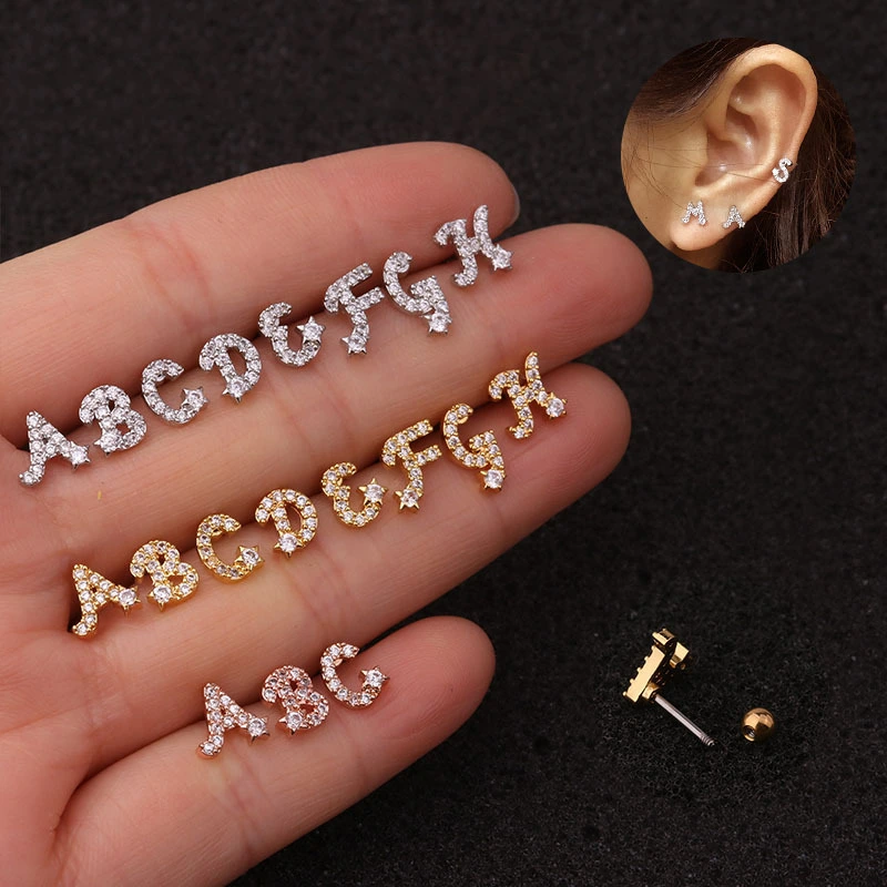 Hainon fashion earings stainless steel 26 Alphabet Letter Earrings Personalized A-Z Initial Earrings for women 1