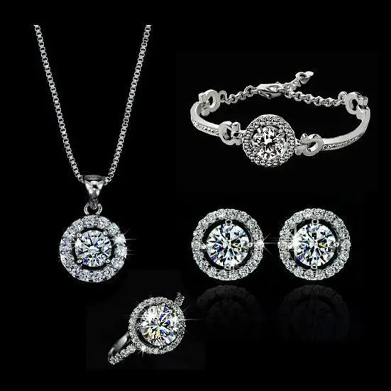 kc gold silver rose gold ring earring bangle necklace cheap jewelry set wholesale 1