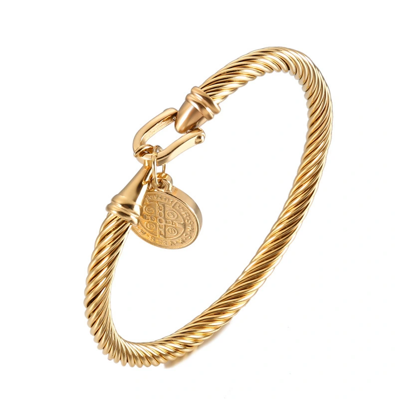 Hainon women Silver and Gold bangle Stainless Steel jewelry Bracelet Men bracelet wholesale 1