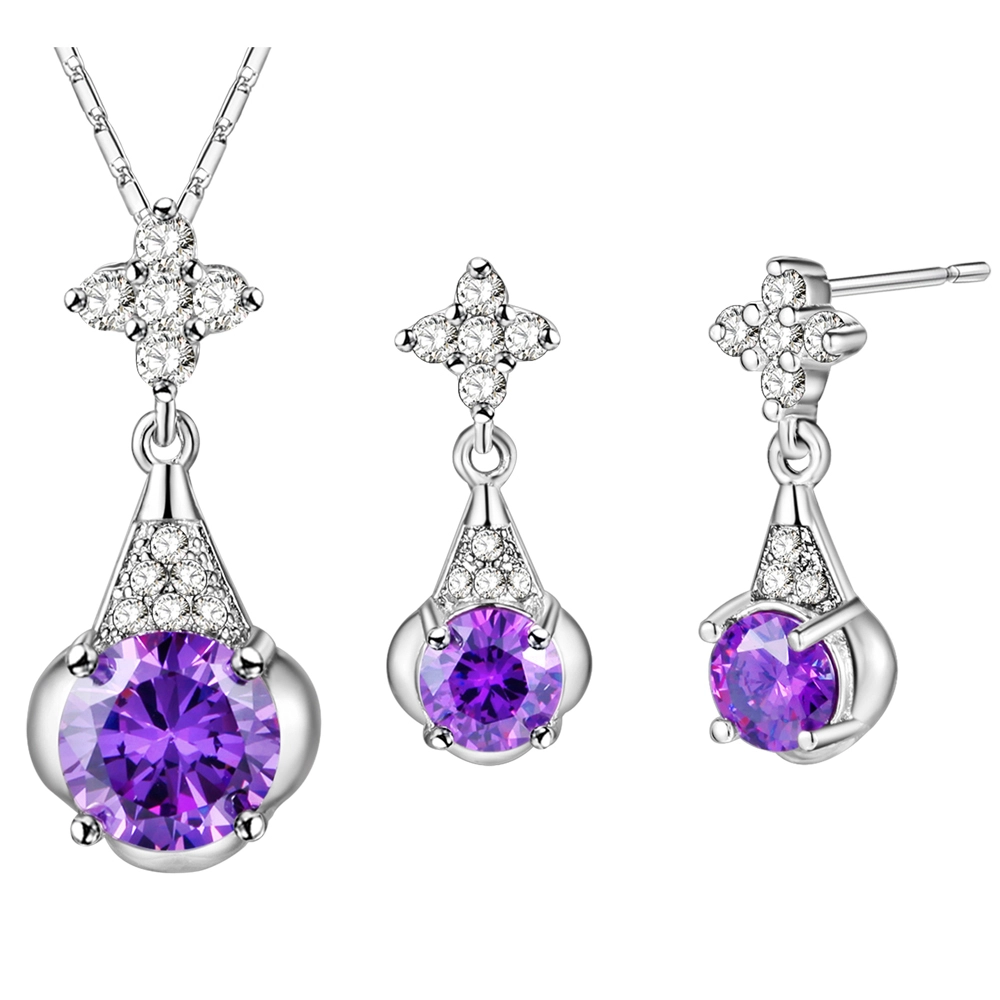 large CZ zircon earring pendant jewelry set fashion hot sale 1