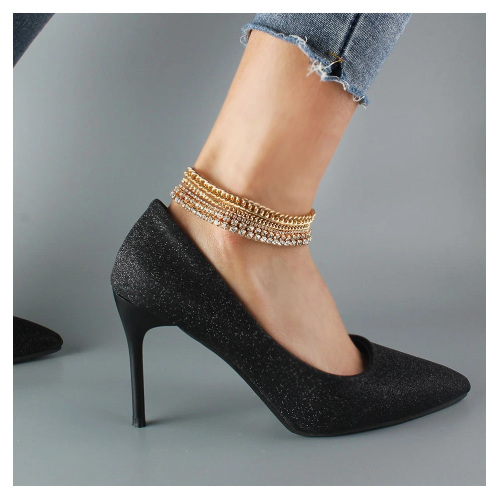 Hainon 3pcs/set Cuban Link Anklet Ankle cz Bracelet Foot Jewelry Wholesale Chain Ankle Bracelet 1
