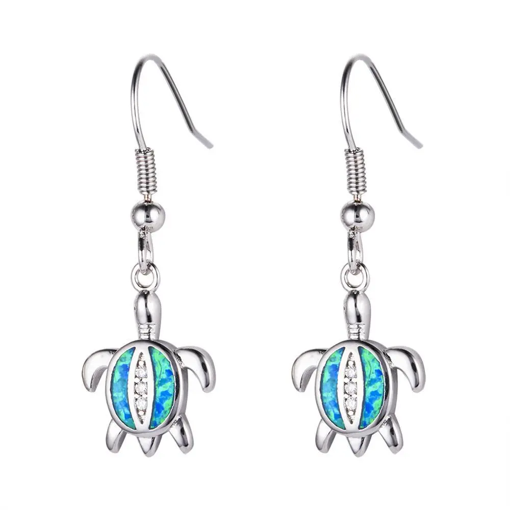 Blue opal drop earrings wholesale fashion long Cute turtle earring for engagement jewelry gift 1