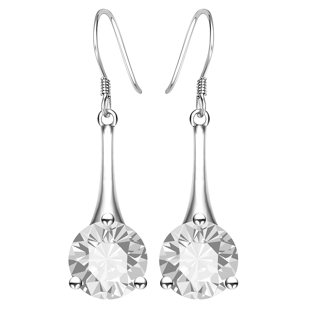 Hainon women earrings simple design white zircon earrings jewelry for women wedding party 1