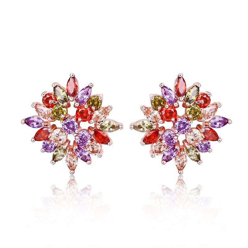 women fashion Color zircon earrings personality square earrings 1