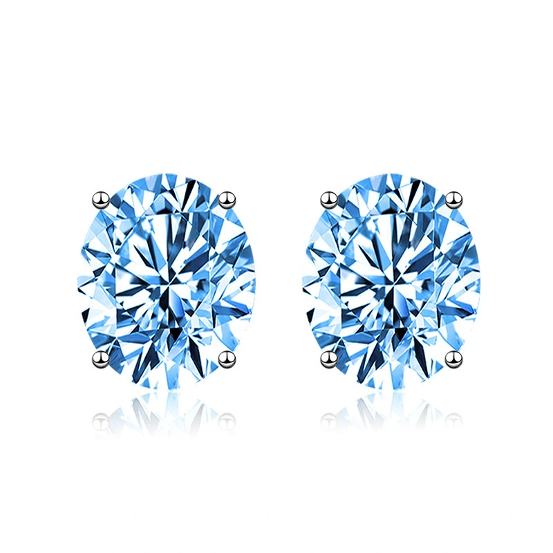 Hainon Platinum plating oval Stud Earrings For Women pink yellow zircon Gift card flannel bag set wholesale 1