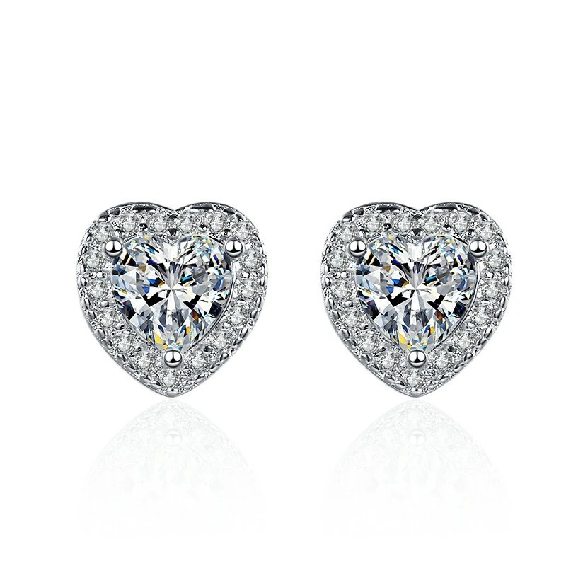 Hainon jewelry Earrings 2021 Women 10mm heart stud earrings silver plated earrings gift wholesale 1