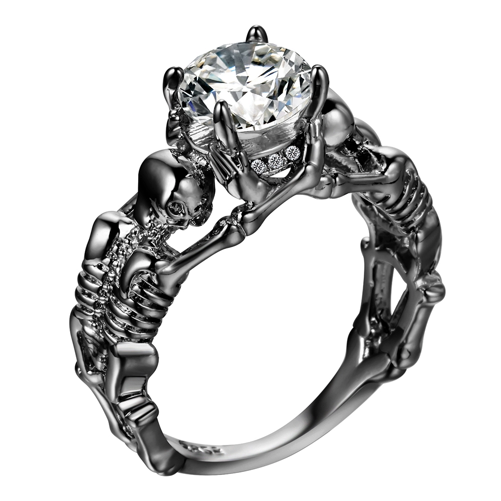 Hainon Latest black ring zircon Skull head shape for gift unisex jewelry diamond engagement ring wholesale 1