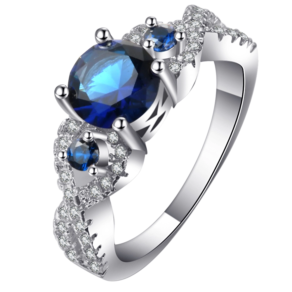 Hainon rings Wholesale Fashion Simple Navy blue zircon rings jewelry women wedding engagement ring 1