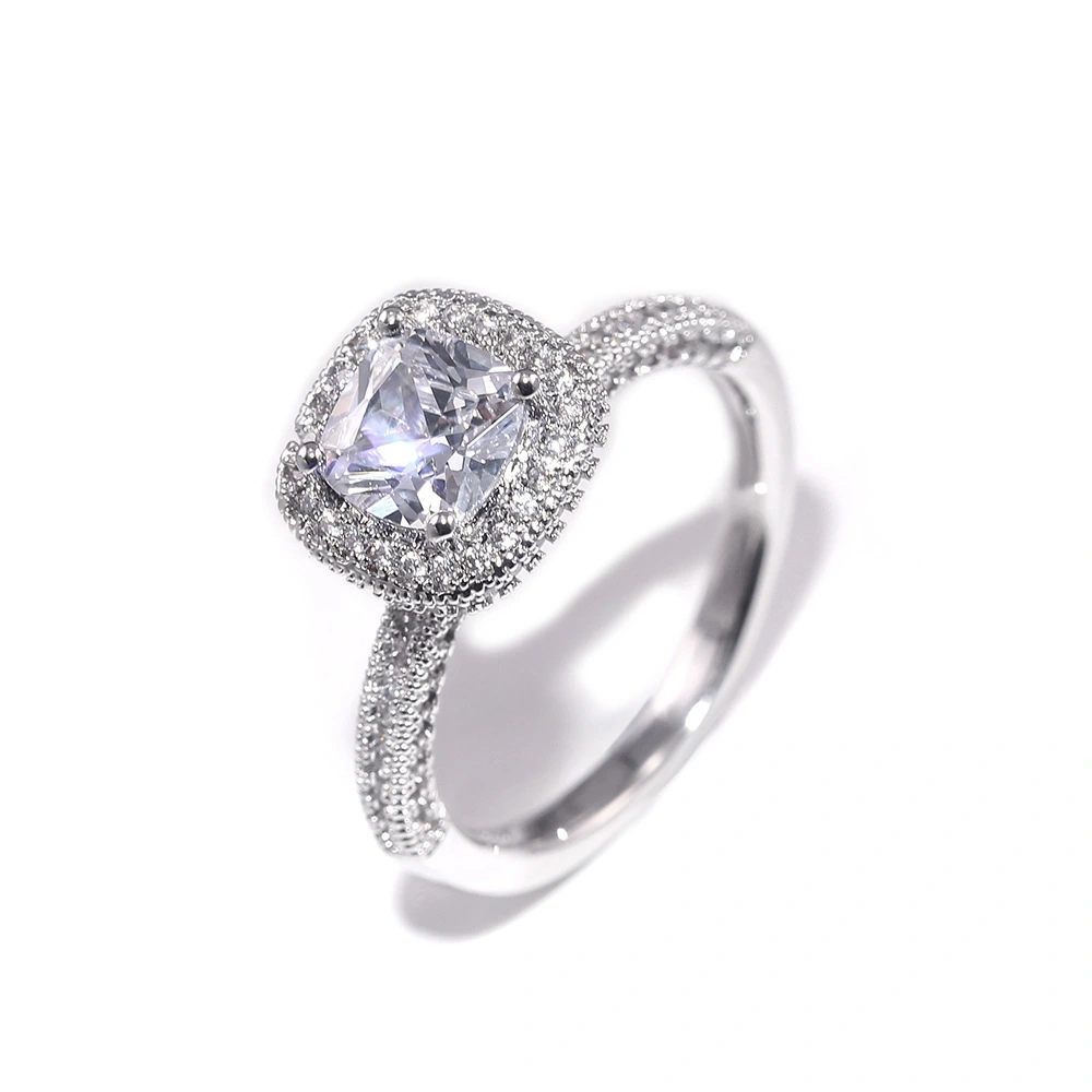 Hainon Shiny Square white zircon wedding ring women jewelry 1