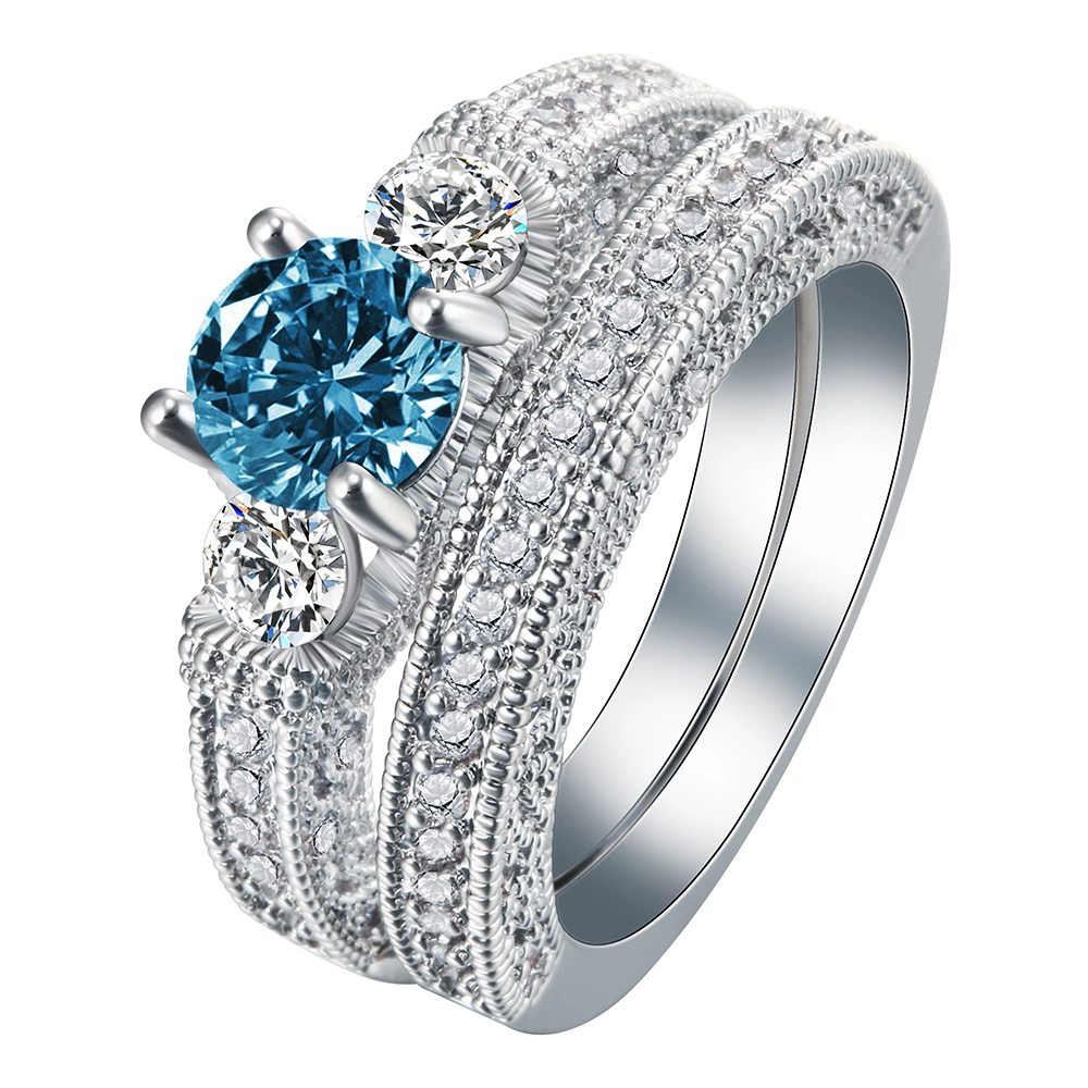 2016 platinum plated navy blue zircon rings for women 1
