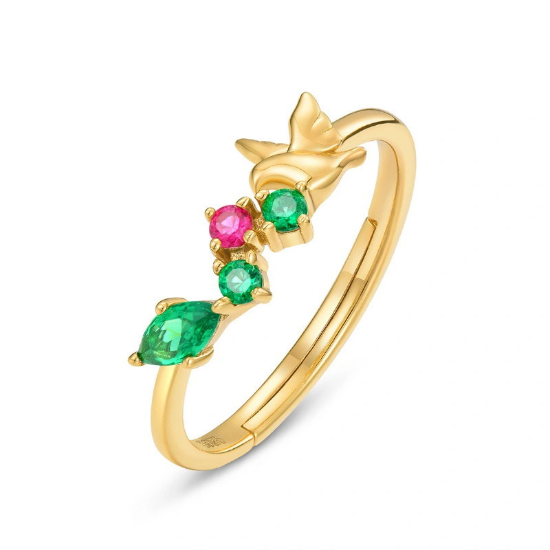 Hainon New arrival high quality simple design rainbow bird shape woman 18k gold ring 1