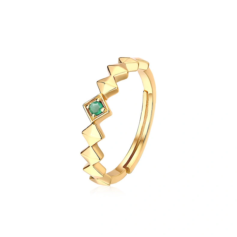 Hainon New arrival high quality simple design blue crystal woman 18k gold ring 1