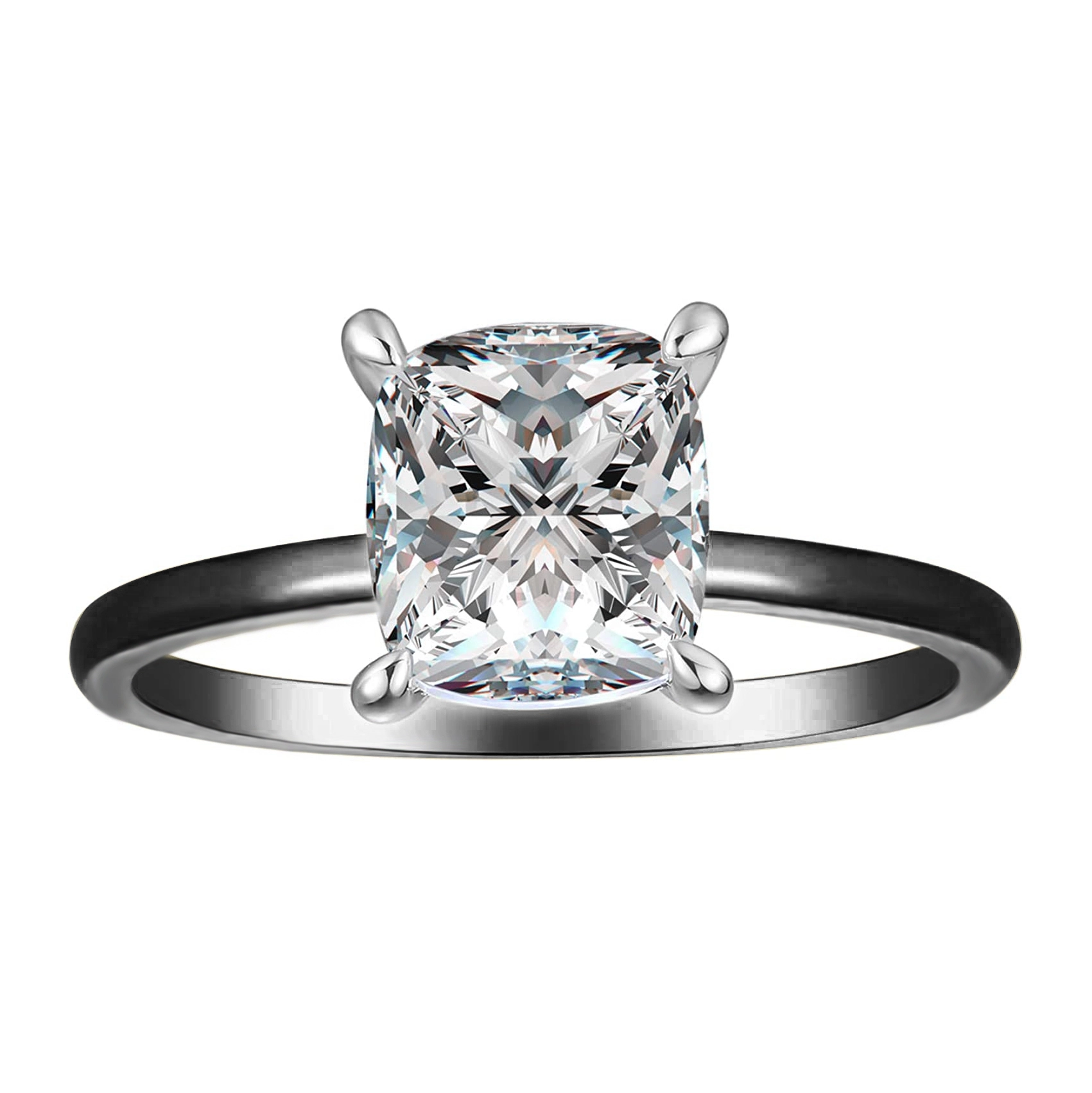 Hainon trendy black rings zircon wedding engagement ring Jewelry Gifts for women Gift card flannel bag set 1