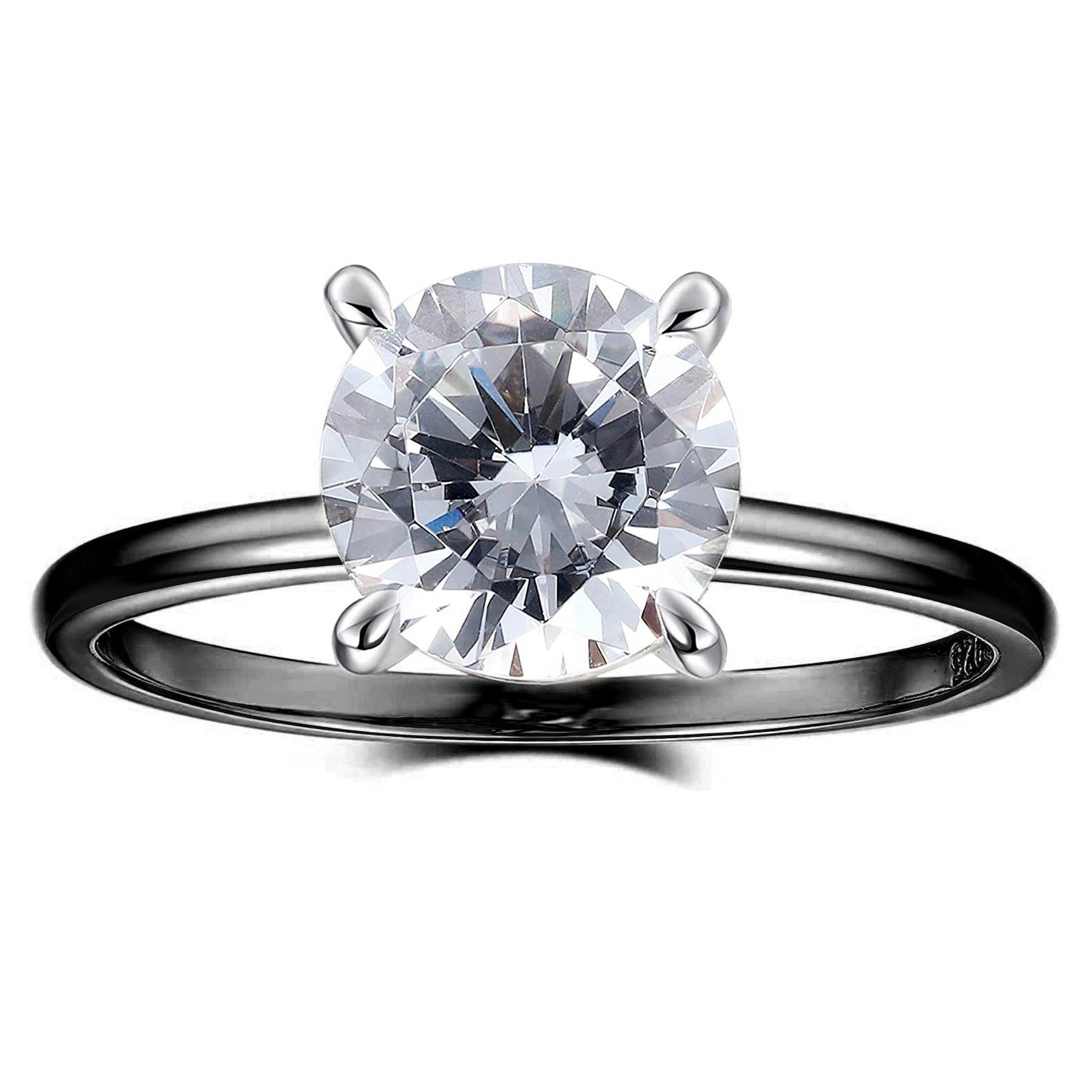 Hainon white zircon Round Brilliant Cut Black Gun Plated Ring Wedding Engagement Jewelry Gift card flannel bag set 1