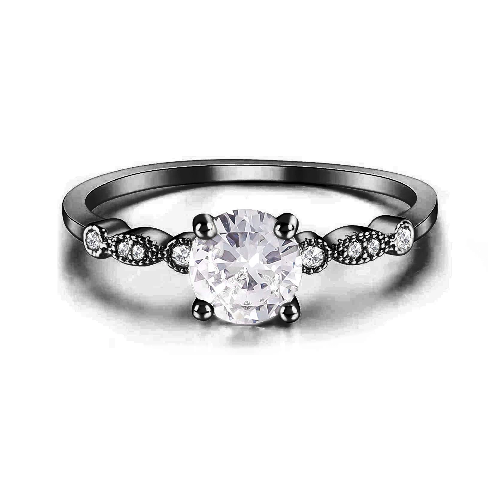 Hainon fashion Simple Statement Promise Ring Wedding Engagement ring Jewelry Gift Women Gift card flannel bag set 1