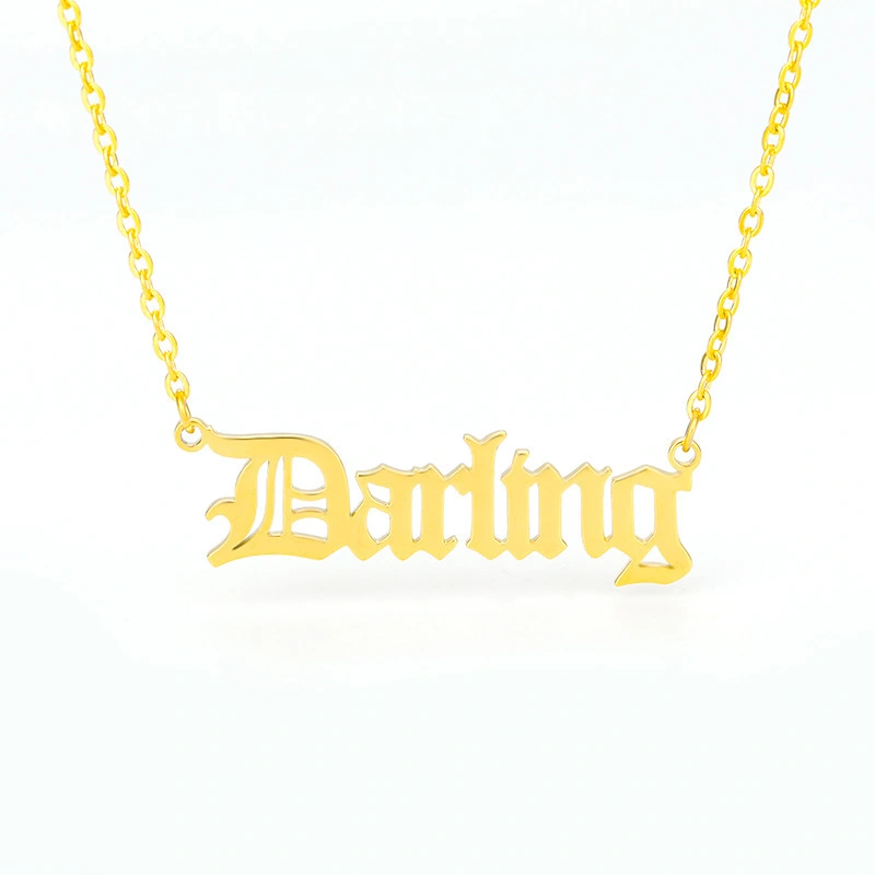 Hainon new design Explosive English Stainless Steel Darling English Word Necklace Letter Pendant Accessories 1