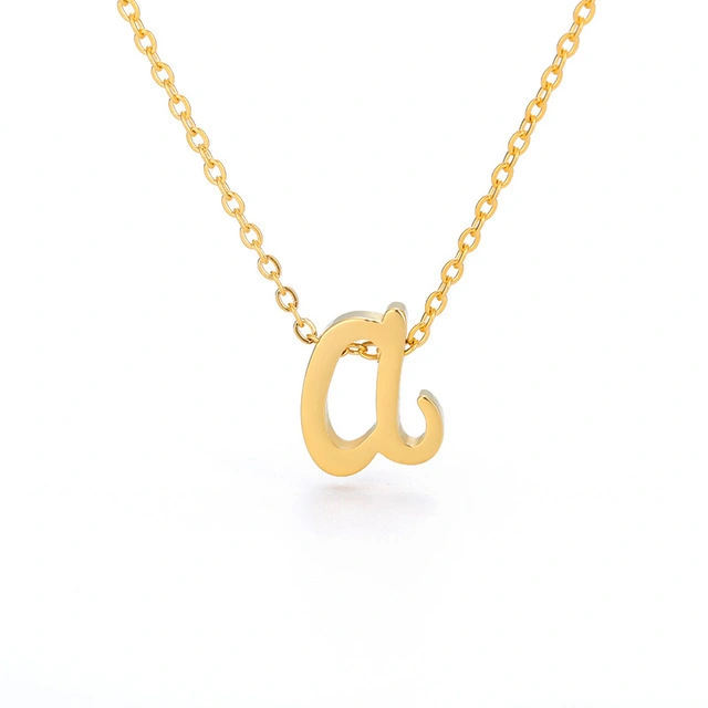 Hainon wholesale fashion necklace chain stainless steel 26 lowercase letters gold silver color two colors 1