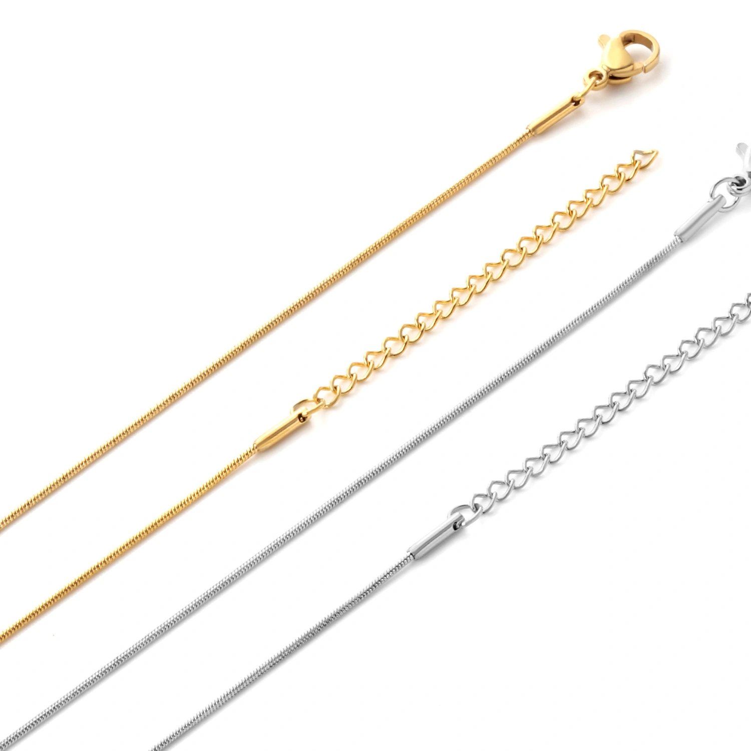 Hainon 18k Gold Plated 1mm Snake bone 18inch chain Stainless steel necklace fashion Necklace gift wholesale 1