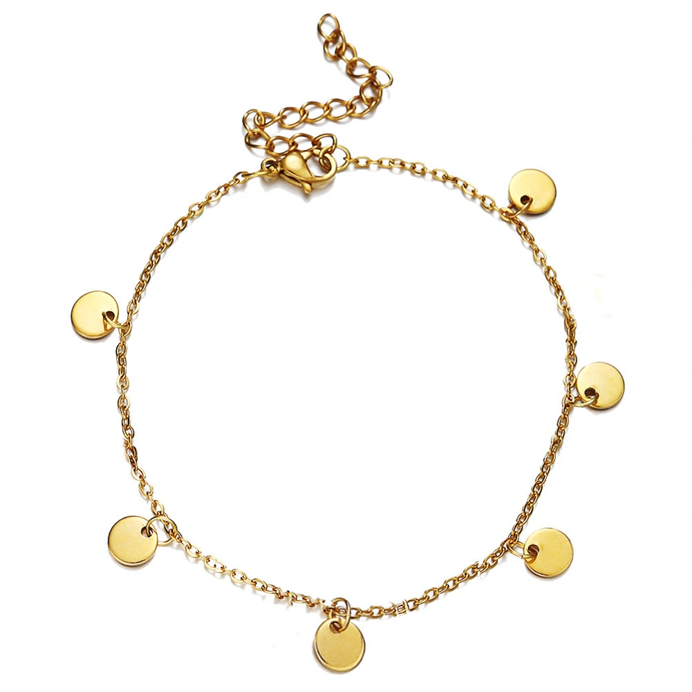 Hainon fashion round beads bracelets gold plated bracelets bangles 20cm Stainless steel bracelet men women jewelry wholesale 1