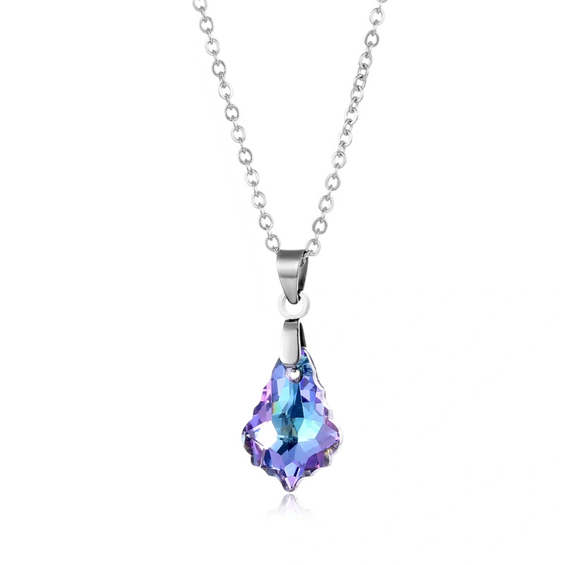 Hainon Stainless steel necklace purple Colorful Crystal fashion Necklace women gift wholesale 1