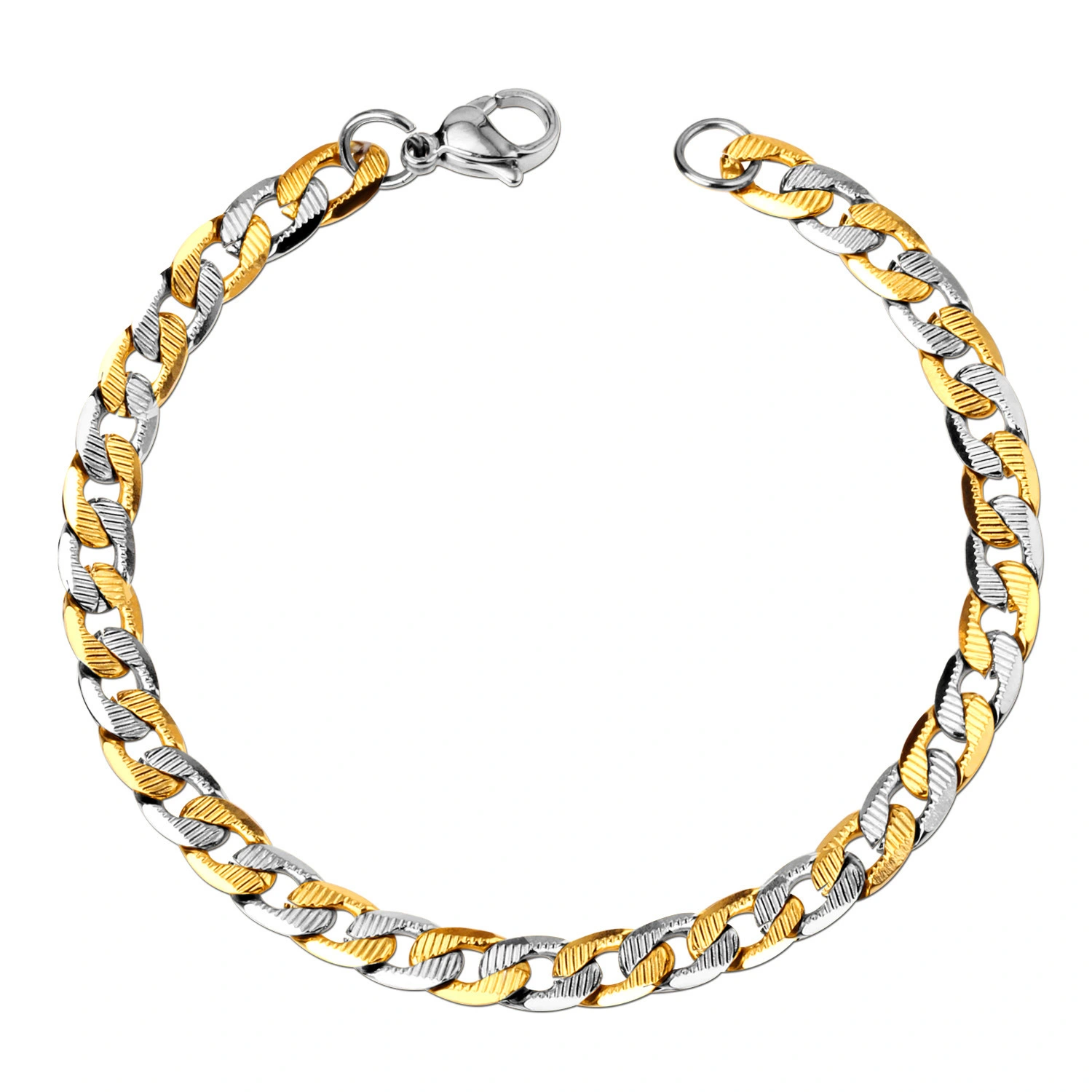New fashion 6mm Wide bracelets & bangles Stainless steel chain bracelet 21cm Men women jewelry 18k gold plated 1