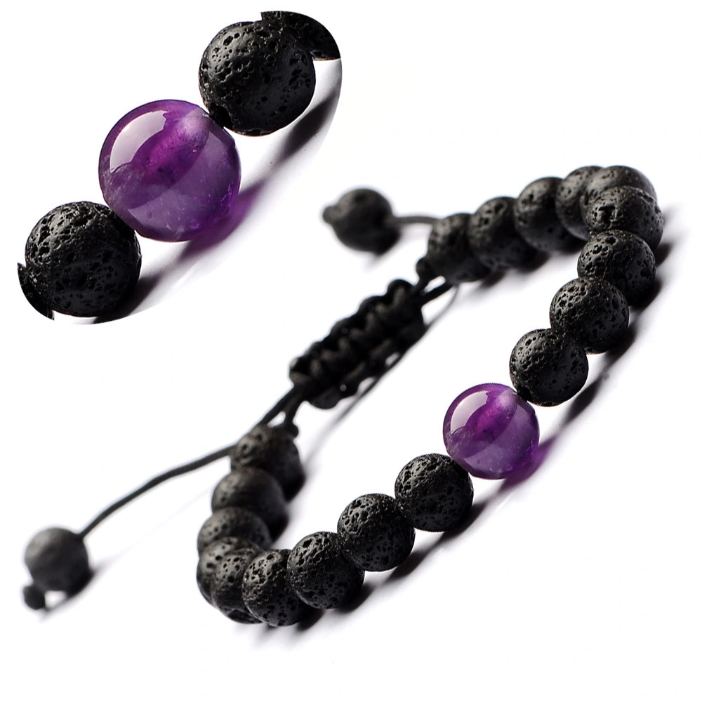 Hainon Yoga Seven Chakra Braided Bracelet Wild Natural Agate Volcanic Stone Bracelet Popular Jewelry 1