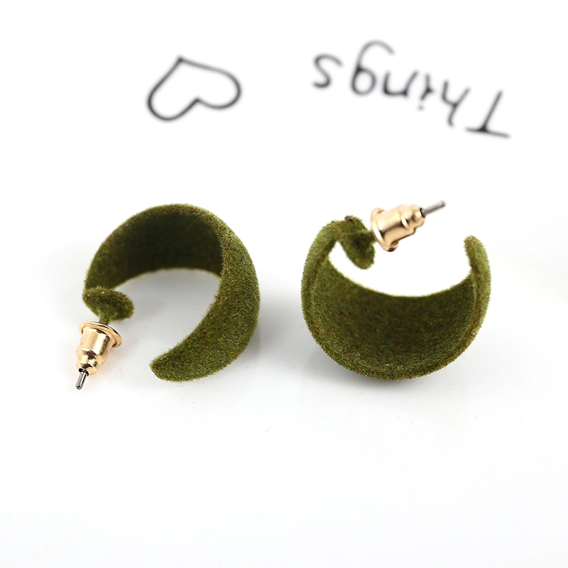 Fashion Autumn Winter Multi Color Flocking Round Earrings for Women Brincos Jewelry 1