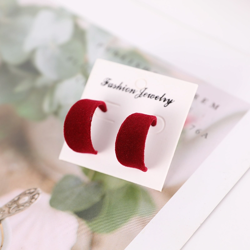 Wholesale new joker tassel flocking fashion temperament of autumn and winter plush ear stud earrings 1