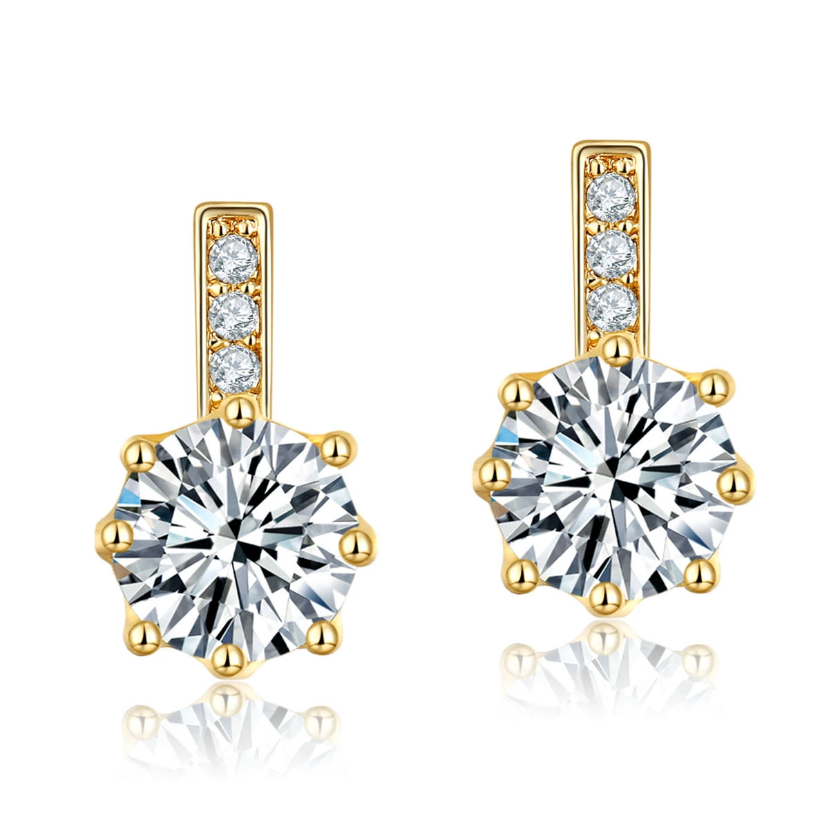 Hainon Earrings for Women round White zircon stud earrings 925 silver plated Earrings gift wholesale 1