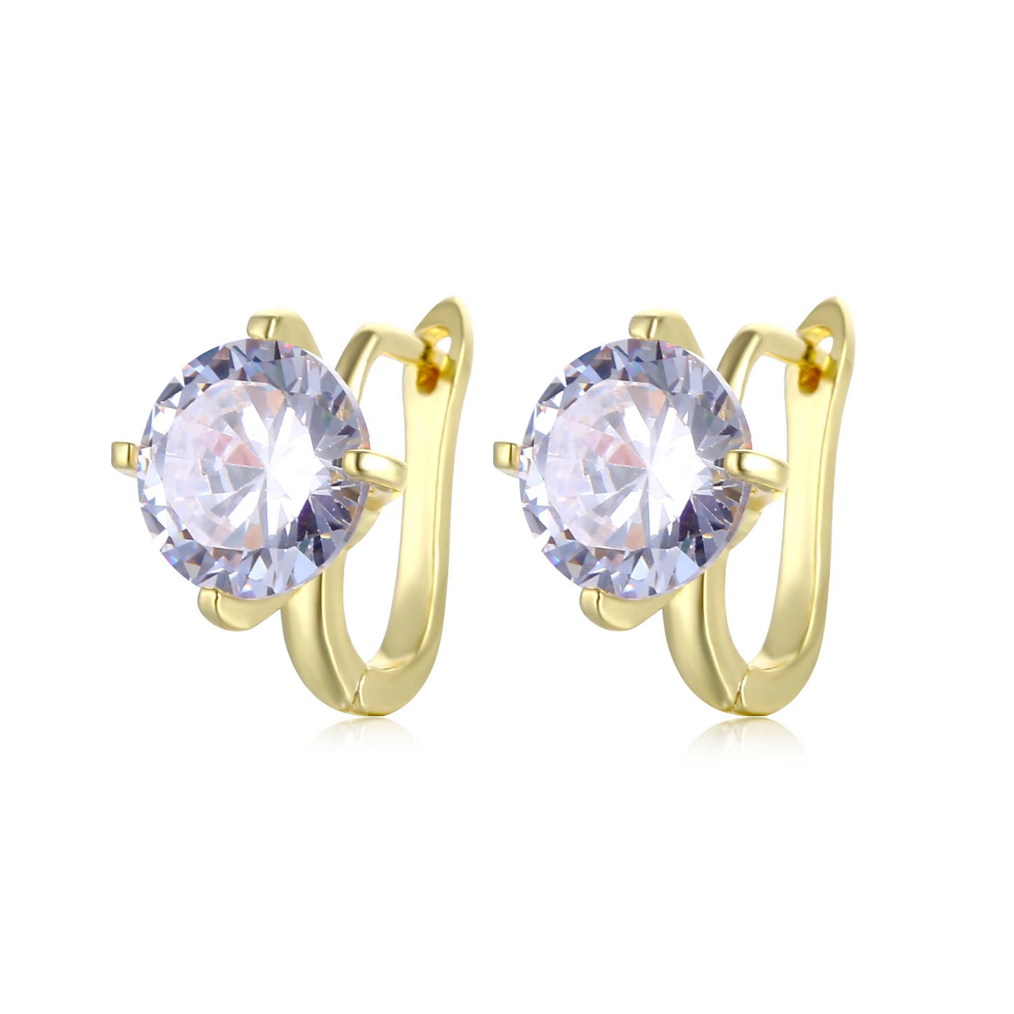 Hainon Earrings 2021 Women round shiny zircon stud earrings 18k gold plated hoop earrings gift wholesale 1
