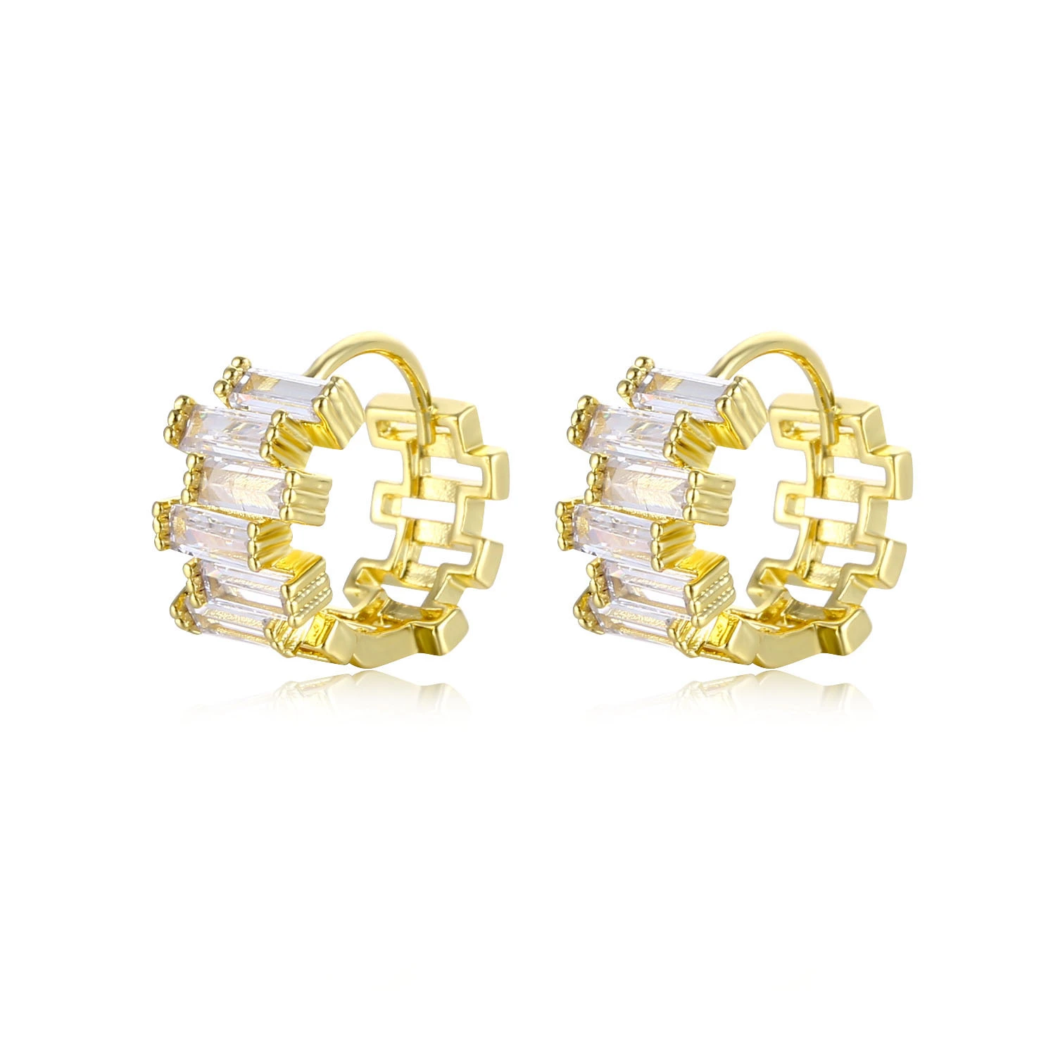 Hainon Earrings 2021 Women shiny zircon Irregular stud earrings 18k gold plated hoop earrings gift wholesale 1